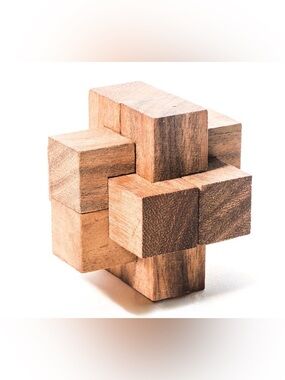 Wooden Burr Puzzle * 3D Interlocking Brain Teaser * Wood Knot * 6 Piece * 2"